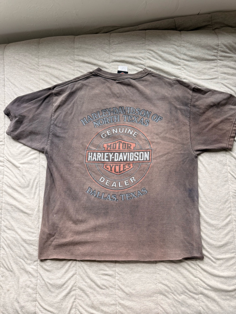 Harley-Davidson Brown Short Sleeve Tee with sun Faded Logo and cropped